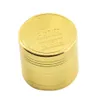 Metal grinder with 4 layers of gold coin pattern High Quality smoking accessory Golden zinc alloy Manual smoke grinders WLL209