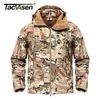 TACVASEN Armée Camouflage Airsoft Veste Hommes Militaire Tactique Imperméable Softshell Outwear Manteau Coupe-Vent Chasse Vêtements 211217