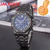 Crime Premium Mens Relógio de Pulso Funcional Completo 42mm Movimento de Quartzo Masculino Relógio de Tempo Completo Pulseira de Aço Inoxidável Vidro de Safira relogio masculino Relógio de Pulso