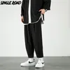 Single Road Męskie Joggers Mężczyźni Lato Solidne spodnie Proste Japońskie Spodnie Streetwear Casual Black Harem Spodnie dla mężczyzn 211108