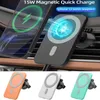 15W Halolock Magnetic Wireless Car Charger Mount för iPhone 12 Pro Max Magsafing Snabb Laddning Trådlös laddare Bilhållare för Samsung