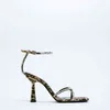 Sandalen vrouwen pompen zomer nieuwe gepersonaliseerde luipaard print hoge hakken luxe strass inlay cross riem hoge hakken sandalen 220226