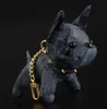 Diseñador animal pequeño perro creativo accesorios de cadena llave anillo llave PU Letra de cuero Patrón de llavero