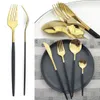 24Pcs Stainless Steel Cutlery Set Kitchen Silverware White Gold Dinnerware Mir Flatware Knife Fork Spoon Tableware Sets