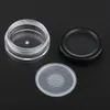 5G 10 ml Empty Plastic Clear Makeup Puff Jar Cosmetic Cream Face Powder Blusher Foundation Container Pots With Sifter Puff Black Rimmed