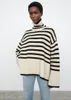 Sweter damski Sweter damski 2021 Wczesna jesień francuski retro wysoki szyja w paski wełniane dzianiny w paski