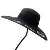 Stingy Brim Hats Summer Women Embroidery Toquilla Straw Sun Hat 14CM Wide For Elegant Lady Folding Dome Beach Fedora Sun-shading Sunbonnet