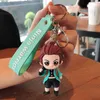 Classic Anime Demon Slayer Cute Q Version Characters Keychain Cartoon Silicone Doll Toys Kids Gift Women Bag Charm Keyholder G1019