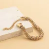 Trendy Punk Rhinestone Chunky Thick Chain Bracelets on Hand Statement Unique Alloy Metal Bangles Women Men Jewelry New