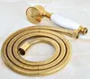 Gold Finish Brass&Ceramics Telephone Shower Head & 1.5 m Hose Handheld Sprayer Shower Set Nhh045 H1209