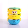 Boîte à déjeuner en acier inoxydable Minion de dessin animé pour enfant dans des boîtes Bento thermique pour les écoliers vaisselle 4D boîte à déjeuner pour enfants Y2004297850144