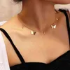 New Fashion Aesthetic Butterfly Choker Necklace For Women Gold Silver Color Chain Female Best Shining Jewelry Party Gift 2022 G1206