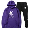 New Men Hoodies Suit Lil Peep Tracksuit Sweatshirt Suit Fleece Hoodie+Sweat pants Jogging Homme Pullover Sportwear Suit Male X0610