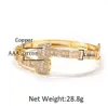14K Gold Men Ladies Cubic Zirconia Diamond Baguette Square Bangle Bracelet Opening Size Hiphop Jewelry215D
