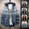 Men's Sweaters Men's Velvet Thick 2022 Cardigan Autumn Korean With Hooded Knitted Sweatercoats Patchwork Jacket Male M-3XL Clothes Men