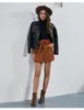 Skirts Fashion Retro Corduroy High Waist Short Female Solid Y2K Vintage 90s Button Pocket Bowknot Belt Sexy A-line Brown