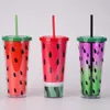 24 oz vattenmelon tumbler plast dubbel vägg sommarfest juice dryck kopp med strån utomhus sport camping vattenflaskor