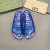 2021 Designer tofflor Män Kvinnor Sandaler Mode Strand Skor Platt Non-Slip Klassisk Hål Slipper Med Box Storlek 35-46 Crystal Clear Tofflor