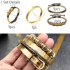 JuneLeaf 4pcs Set Men Steel Roman Numeral Bracelet Horseshoe Buckle Bangles Pulseira Bileklik Luxury Handmade Jewelry CX200724280x