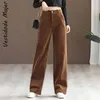 Pantalon en velours côtelé marron femmes Harajuku Cargo Y2K rétro pantalon printemps taille basse 90S Streetwear surdimensionné 3XL 210925