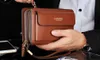 Men Clutch bags double zippers Long Length Business casual bags Multi-slots large volume purses Good pu bags durable253A