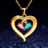 European American Fashion Love Heart Necklace Embellished with Crystals Mom Womens Valentines Gift