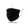 Adulto moda máscara de lantejoulas à prova de poeira à prova de vento à prova de vento de algodão preto fino verão ap12726