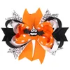 Baby Halloween Swallowtail Hair Clips Grosgrain Ribbon Bows Girls Kids Ghost Barrettes barn Bat Pinwheel Clippins Tillbehör för småbarn QWS025