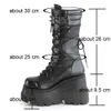 2021 Autunno Inverno Vendita Punk Halloween Strega Piattaforma Cosplay Zeppe Alte Tacchi Neri Stivali Al Polpaccio Gotico Scarpe Da Donna Grande Formato 43 Y0914