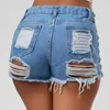 Sexy Summer Women Denim Shorts New Black Blue High Waist Ripped Short Jeans Femme Tassel Lace Up Bandage Hotpants 210306