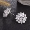 Cute Flower Lab Diamond Stud Earring Real Sterling Sier Jewelry Engagement Wedding Earrings for Women Bridal Party Gift