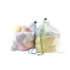 Storage Bags Fruit Net Bag Vegetable Drawstring Reusable Toy Polyester