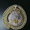 Cadena de enlace cubano colgante de hielo Pense Pendientes Big Jewelry Hip Hop Collar de diseño de lujo Bling Diamond Lion Rapper DJ A3846681
