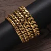 Men's bracelet Link 8mm10mm12mm14mm stainless steel round grinding color preservation Cuban copper double-sided micro-inlaid zircon buckle head