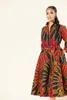 ベルトフランススタイル卸売210525とパーティーと結婚式の長袖のエレガントなAラインローブのためのビンテージタイ色の染めの染めの女性のオフィスのドレス