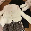 Bornladies Chic Loose Women Coreano Elegante Blazer corto Autunno monopetto femminile Giacca manica intera Outwear 211122