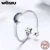 WOSTU Real 925 Sterling Silver Otwarte Pierścień Palec Regulowany Rozmiar Obrączki Ślubne Dla Kobiet Zaręczyny Moda Srebrny Biżuteria Prezent X0715