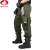 Calças de carga Macacão Masculino Homens Exército Roupas Tático Militar Trabalho Muitos Pocket Combat Style Men Calças Reta 210715