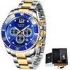 Men Watches LIGE Top Stainless Steel Waterproof Quartz Watch Men Fashion Sport Blue Chronograph Relogio Masculino203a