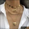 Pendant Necklaces & Pendants Jewelry Kmvexo Vintage Mti-Layered Love Heart Choker Necklace Set Boho Golden Stars Long Chain Women Christmas