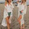 Plaża Pareo Kobiety Koronki Cardigan Kaftan Szal Płaszcz Nosić Swimwear Cover Up Bluzki Topy 2019 Sexy Kostium Kąpielowy Przylądek do stroju kąpielowego Y0820