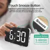 AKABELL Digital Alarm Clock 7" Large LED Mirror Electronic Clocks with Touch Snooze Dual USB Charge Desk Wall Modern Clocks 211111