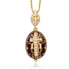 Test biżuteria szkliwa ręcznie robione wielkanocne Jezus Cross Faberge Egg Egg Wisiant Charm Crystal Rhinestone Naszyjnik Paranie dla kobiet7040844