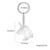 Teamer Rostfritt Stål Keychain Animal Key-Ring Fox Wolf Dog Key Chain Christmas Gifts Tiger Unicorn Smycken Tillbehör