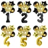 Party Decoration Black Gold 0 1 2 3 4 5 6 7 8 9 Crown Number Foil Balloons Kid Adults Birthday Decor Supplies Inflatable Kids Toys