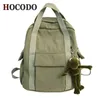 Mochila de nailon impermeable para mujer de Color sólido HOCODO, mochila escolar sencilla para chica adolescente, viaje de hombro 202211