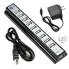 10 Port Keyboard U-Disk Mouse USB 2.0 Plastplastskivor Hub Mobiltelefon Laddningskabeladapter Laddare