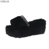 Tofflor Kvinnors Fluffy Platform Fashion Plush Inomhus Wedge Ytmtloy House Skor Ladies Sandals Zapatillas Mujer Casa