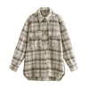 Women's Jackets Womens Checkered Shacket Autumn 2021 Plus Size Long Grunge Female Coats Spring Plaid Shirt Jacket Oversize Vintage1