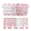 Baby Boy Clothes Solid Bodysuits+Pants Clothing Sets 0-12M Baby Boy Girl Clothes Unisex Newborn Baby Cotton Roupa de bebe ropa 210226